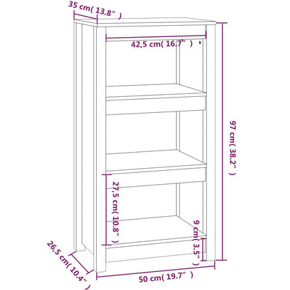 Book Cabinet Grey 50x35x97 cm Solid Wood Pine