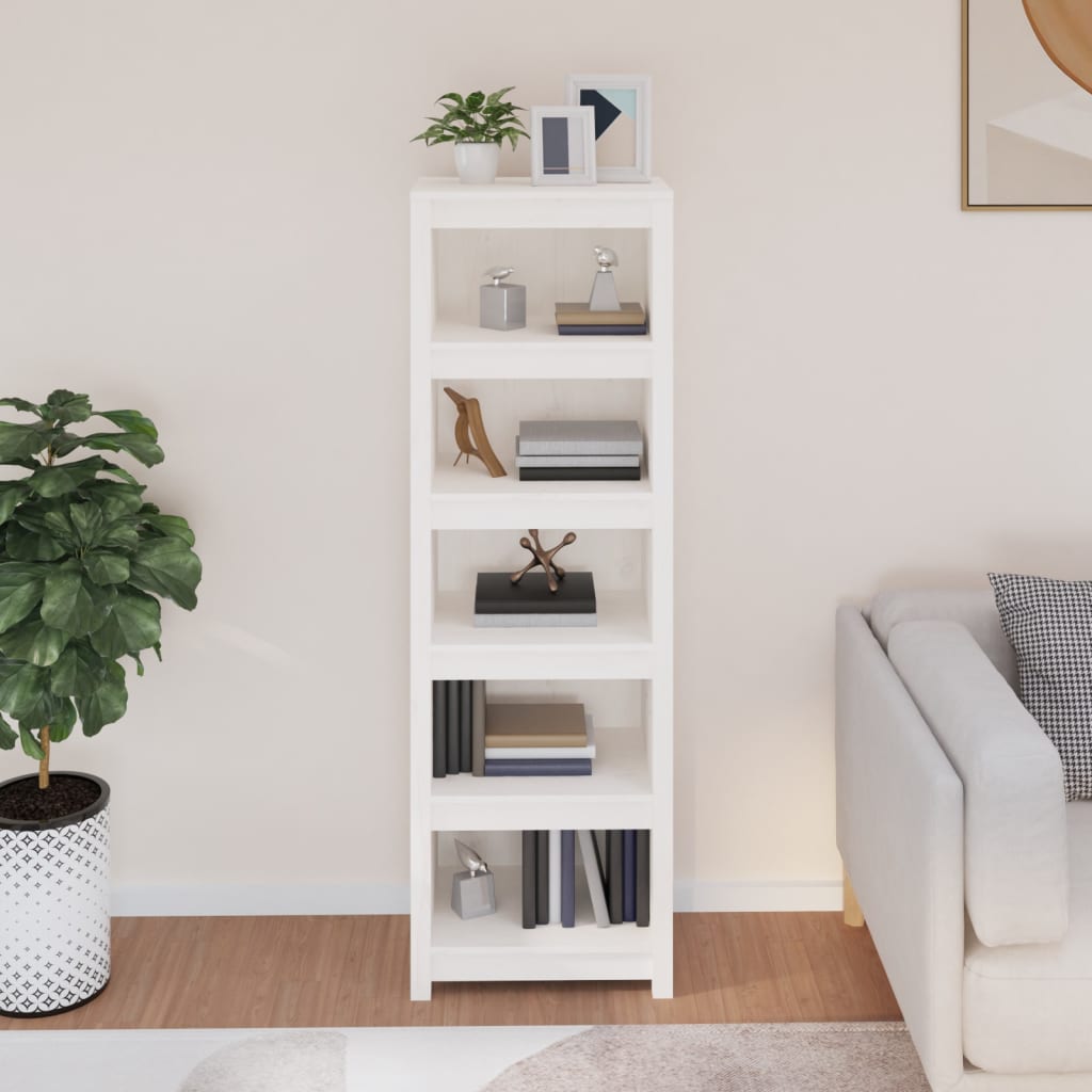 Book Cabinet White 50x35x154 cm Solid Wood Pine