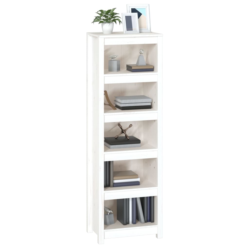 Book Cabinet White 50x35x154 cm Solid Wood Pine