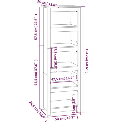 Book Cabinet White 50x35x154 cm Solid Wood Pine