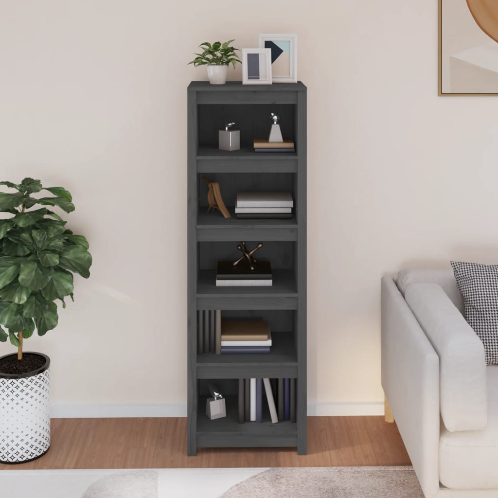 Book Cabinet Grey 50x35x154 cm Solid Wood Pine