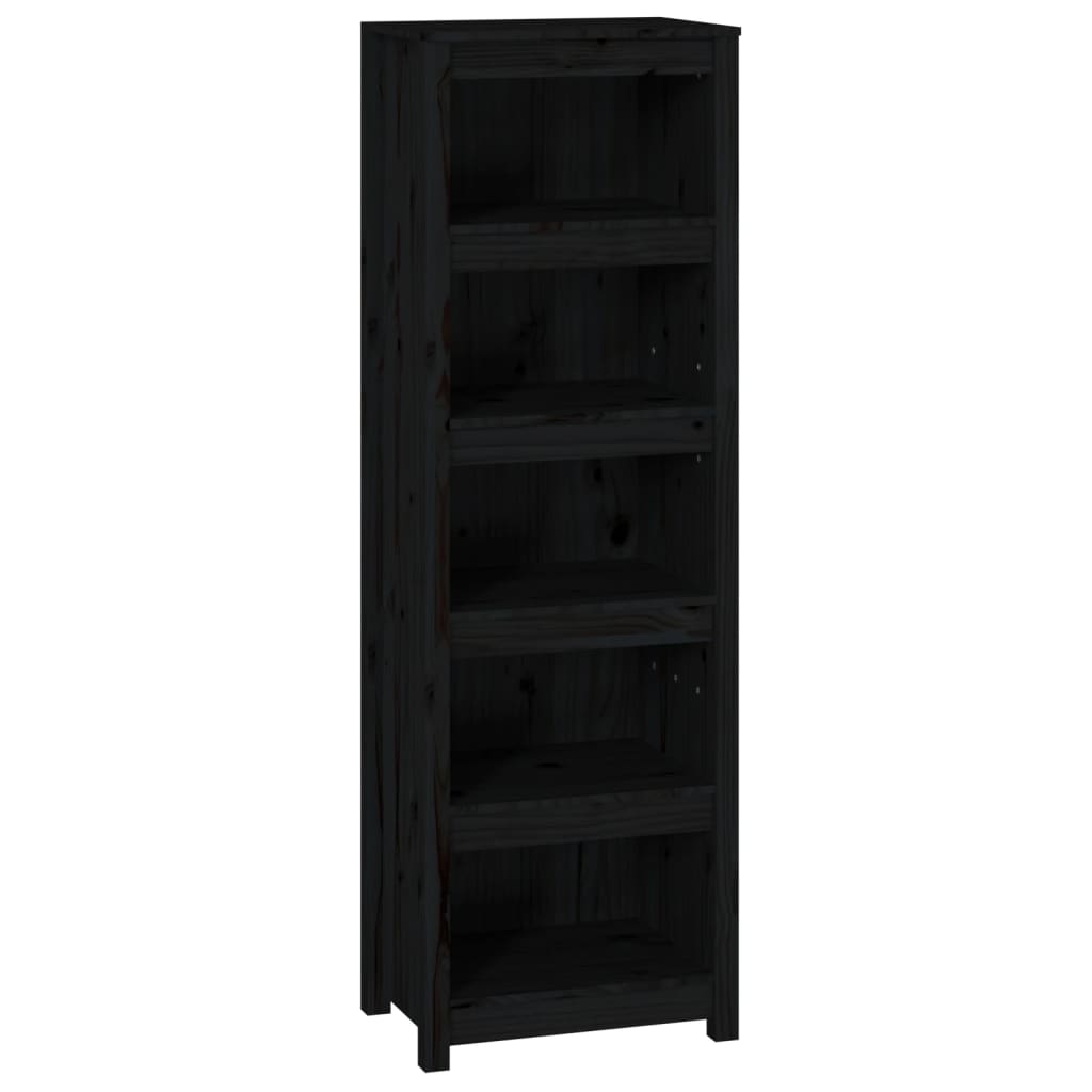 Book Cabinet Black 50x35x154 cm Solid Wood Pine