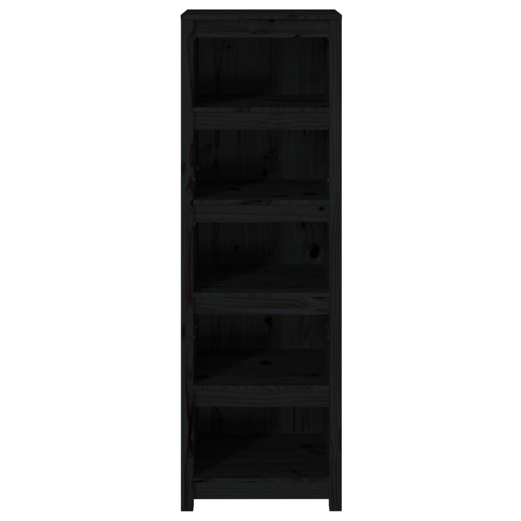 Book Cabinet Black 50x35x154 cm Solid Wood Pine