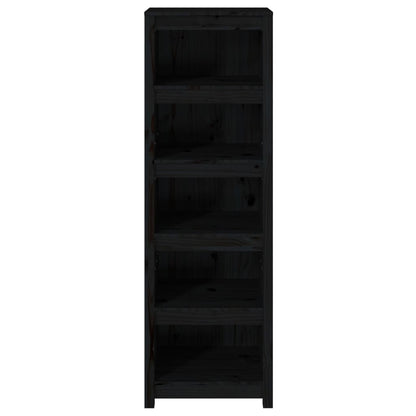 Book Cabinet Black 50x35x154 cm Solid Wood Pine