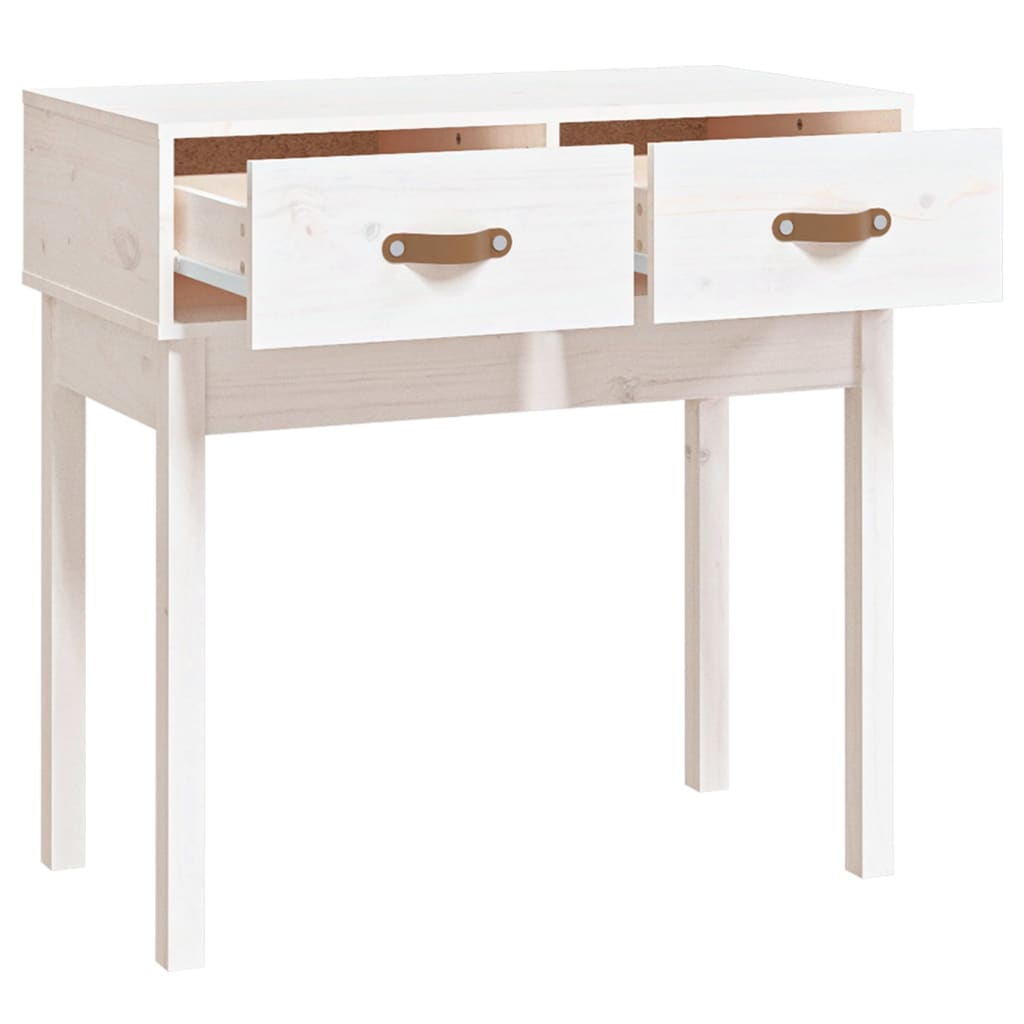 Console Table White 76.5x40x75 cm Solid Wood Pine