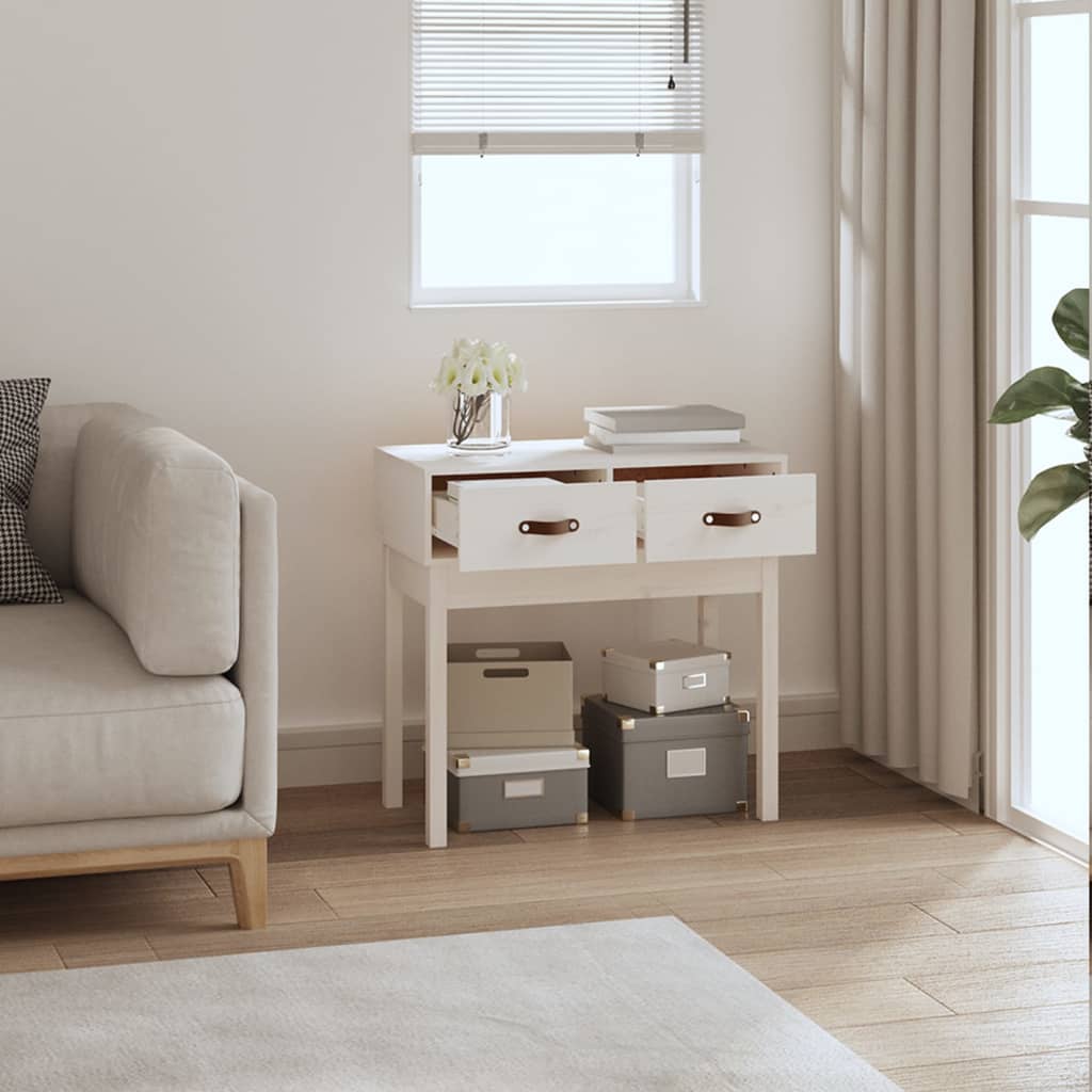 Console Table White 76.5x40x75 cm Solid Wood Pine