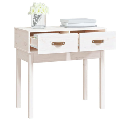 Console Table White 76.5x40x75 cm Solid Wood Pine