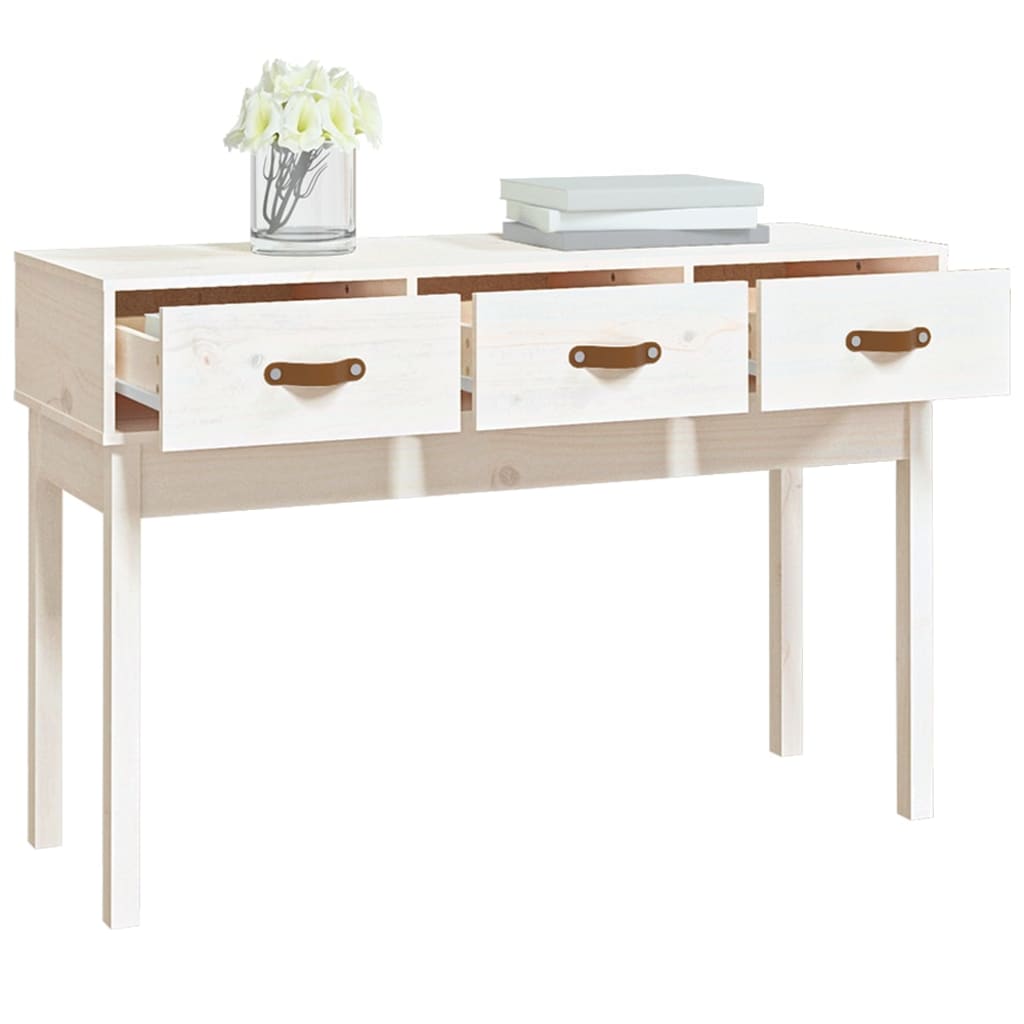 Console Table White 114x40x75 cm Solid Wood Pine