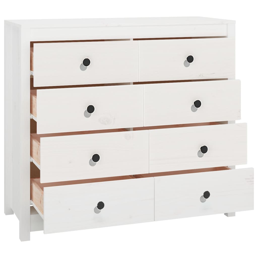 Side Cabinet White 100x40x90 cm Solid Wood Pine