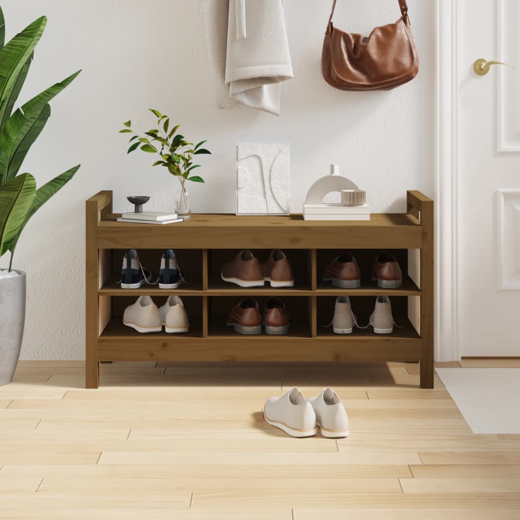 Hall Bench Honey Brown 110x40x60 cm Solid Wood Pine