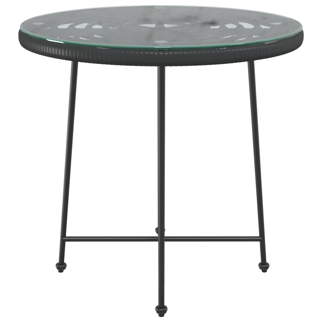 Dining Table Black Ø80 cm Tempered Glass and Steel