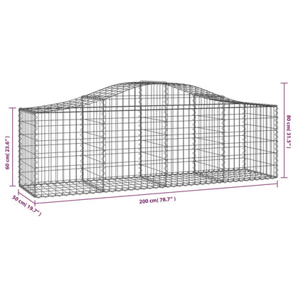 Arched Gabion Baskets 2 pcs 200x50x60/80 cm Galvanised Iron