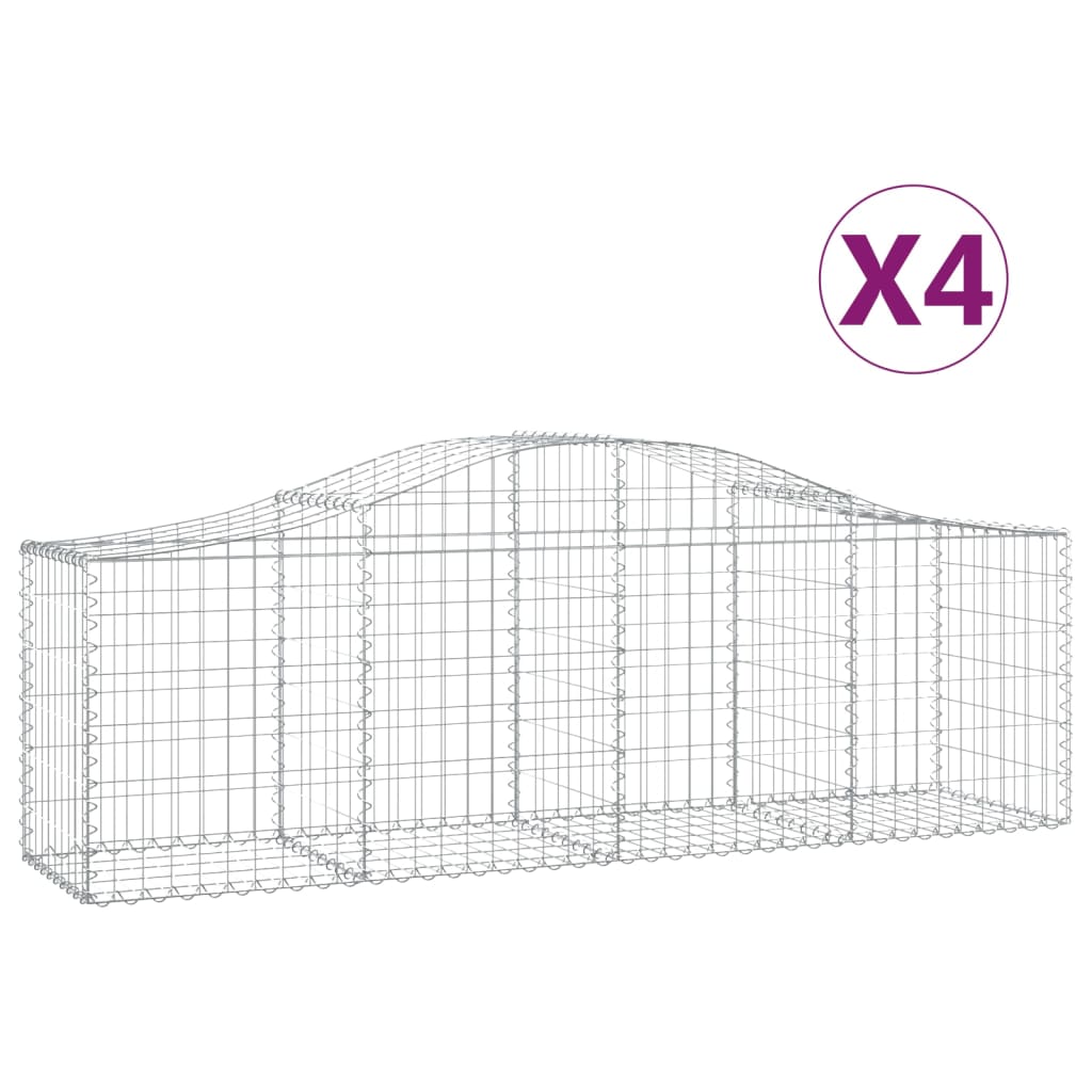 Arched Gabion Baskets 4 pcs 200x50x60/80 cm Galvanised Iron