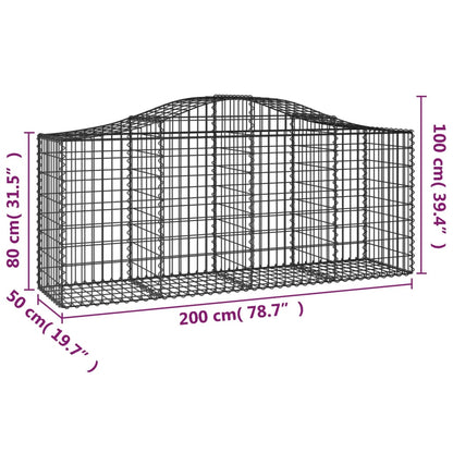 Arched Gabion Baskets 5 pcs 200x50x80/100 cm Galvanised Iron