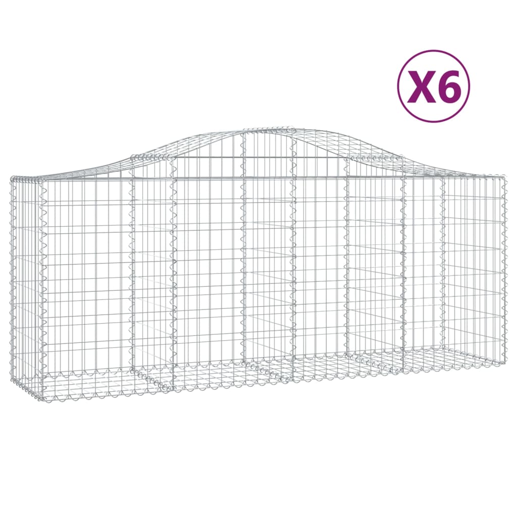 Arched Gabion Baskets 6 pcs 200x50x80/100 cm Galvanised Iron