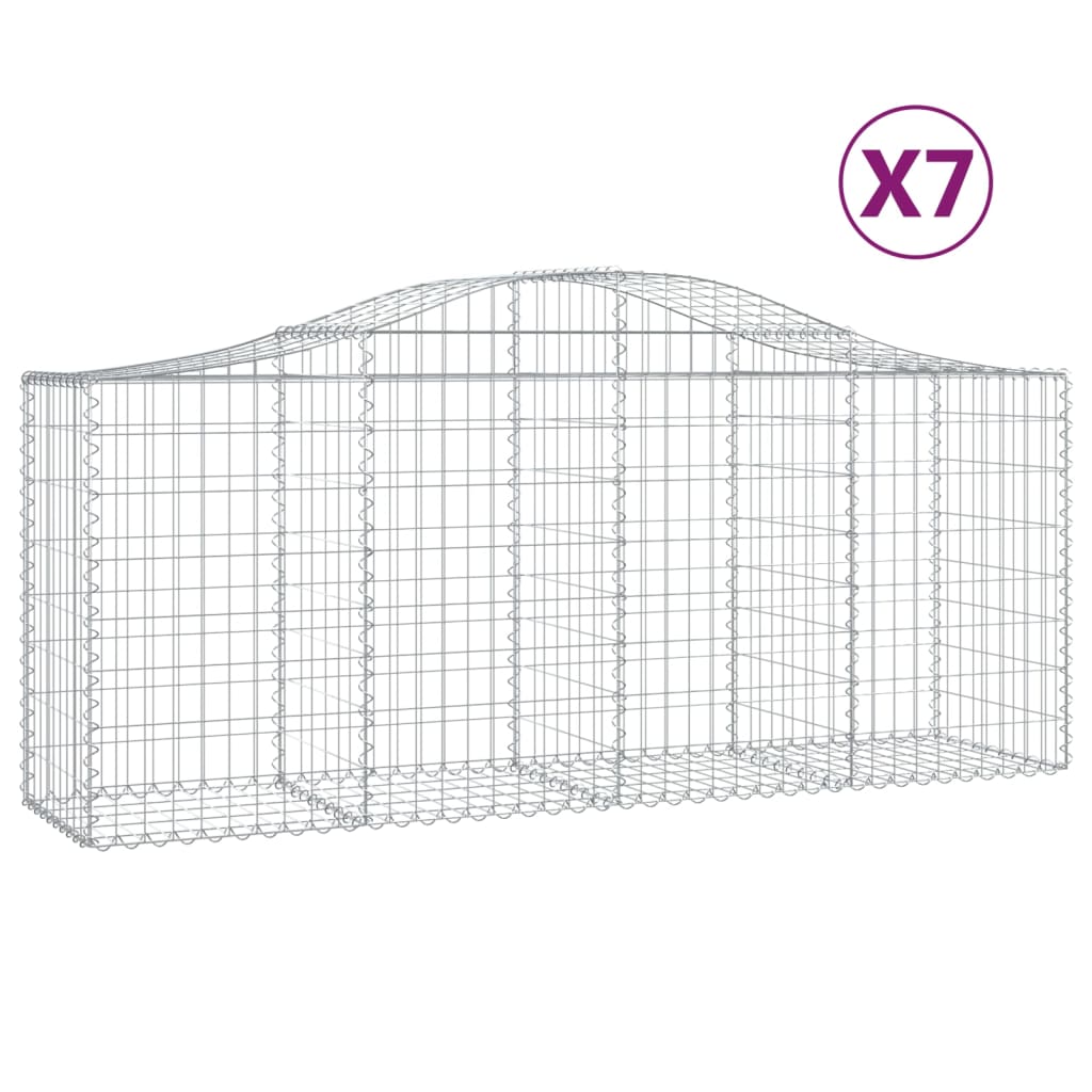 Arched Gabion Baskets 7 pcs 200x50x80/100 cm Galvanised Iron