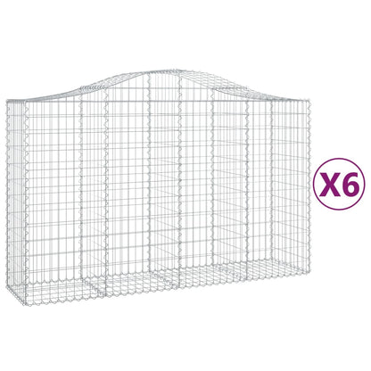 Arched Gabion Baskets 6 pcs 200x50x120/140 cm Galvanised Iron