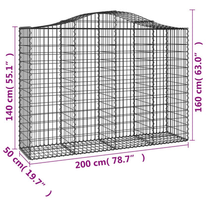 Arched Gabion Baskets 5 pcs 200x50x140/160 cm Galvanised Iron