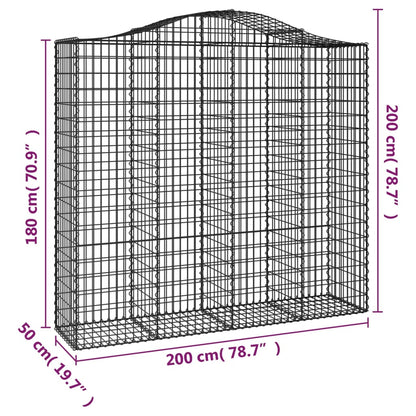 Arched Gabion Baskets 3 pcs 200x50x180/200 cm Galvanised Iron