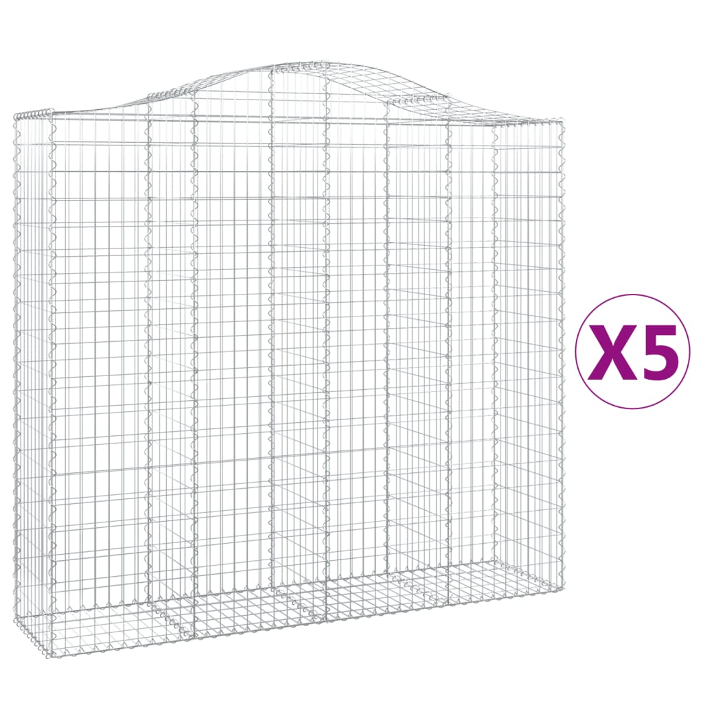 Arched Gabion Baskets 5 pcs 200x50x180/200 cm Galvanised Iron