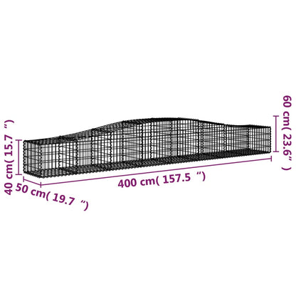 Arched Gabion Baskets 3 pcs 400x50x40/60 cm Galvanised Iron