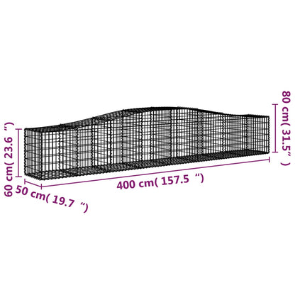 Arched Gabion Baskets 5 pcs 400x50x60/80 cm Galvanised Iron