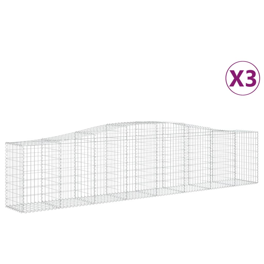 Arched Gabion Baskets 3 pcs 400x50x80/100 cm Galvanised Iron