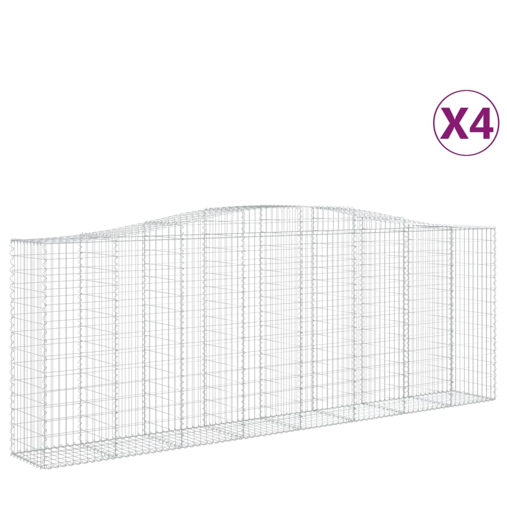 Arched Gabion Baskets 4 pcs 400x50x140/160 cm Galvanised Iron