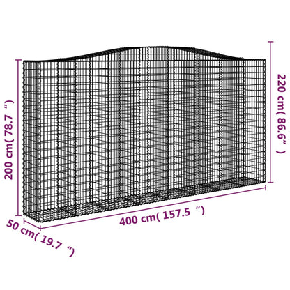 Arched Gabion Baskets 7 pcs 400x50x200/220 cm Galvanised Iron