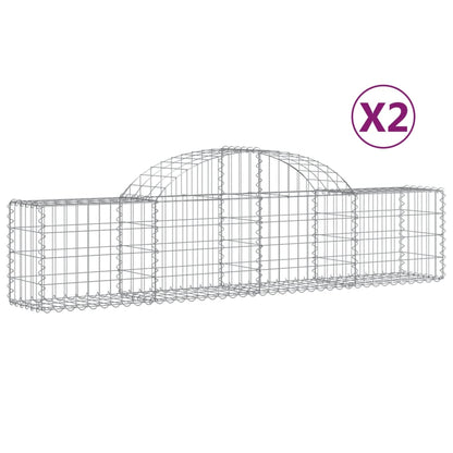 Arched Gabion Baskets 2 pcs 200x30x40/60 cm Galvanised Iron