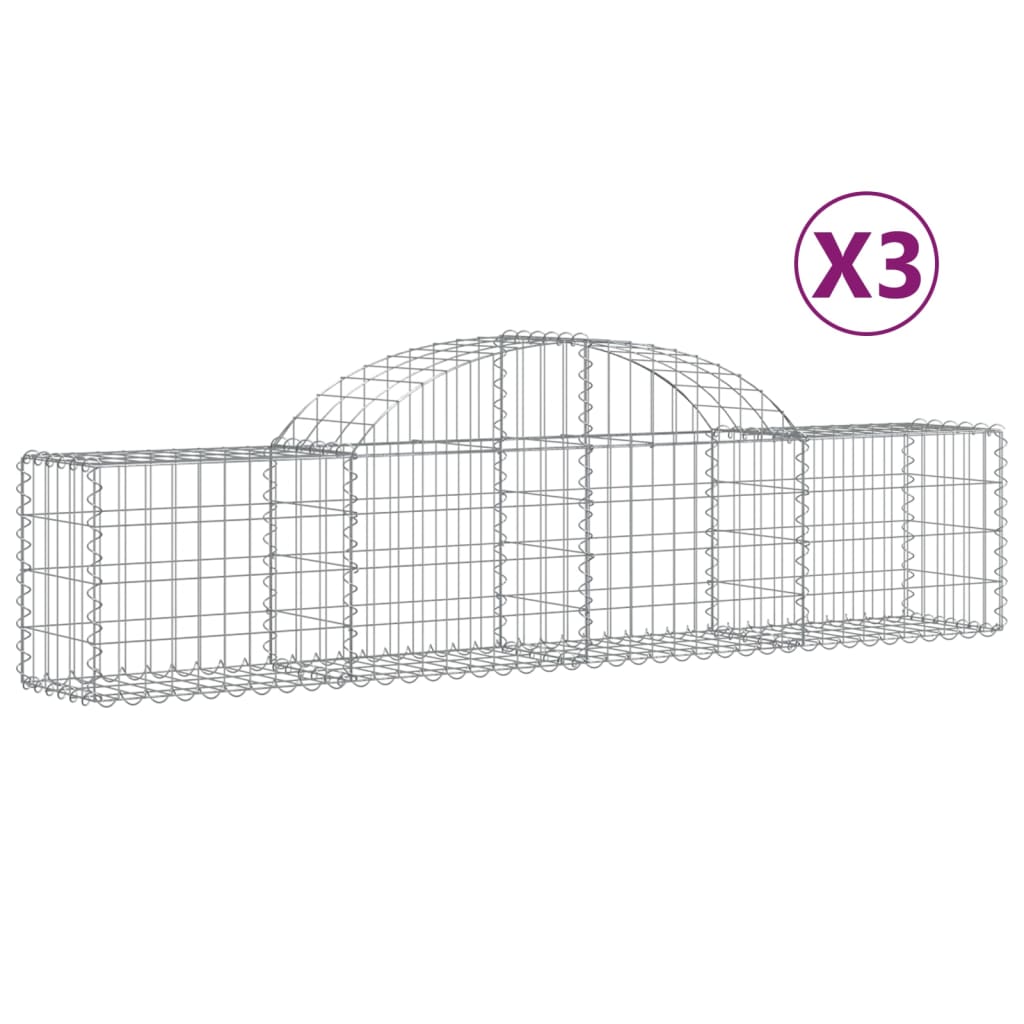 Arched Gabion Baskets 3 pcs 200x30x40/60 cm Galvanised Iron