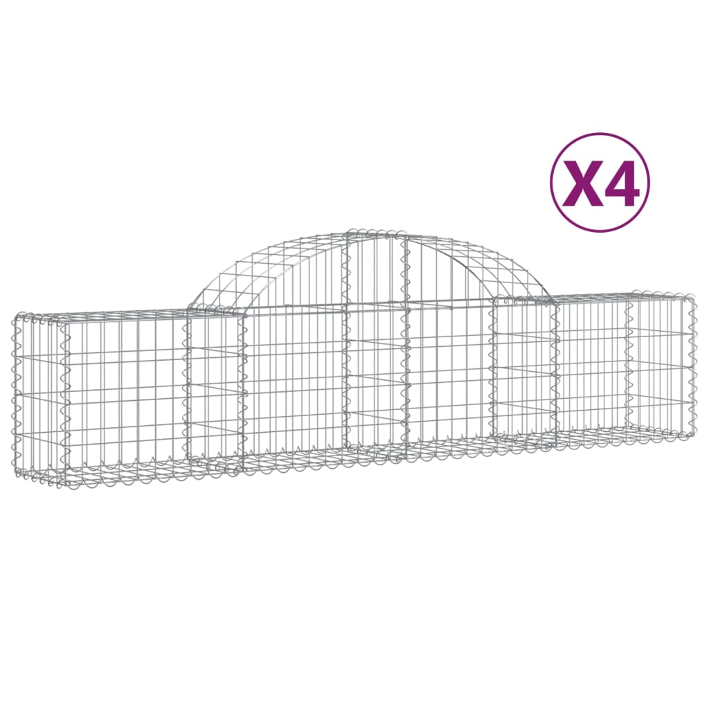 Arched Gabion Baskets 4 pcs 200x30x40/60 cm Galvanised Iron