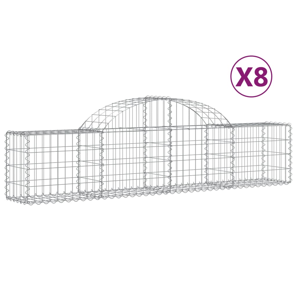 Arched Gabion Baskets 8 pcs 200x30x40/60 cm Galvanised Iron