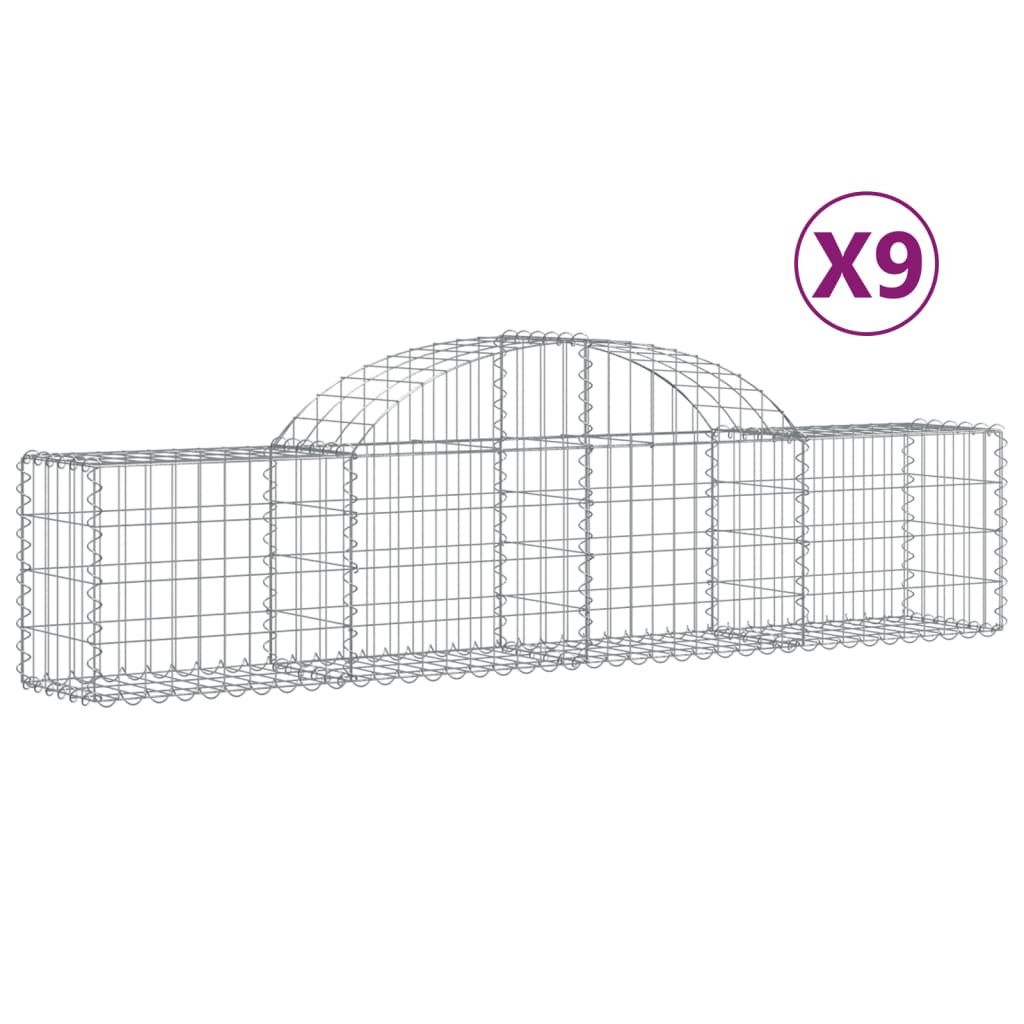 Arched Gabion Baskets 9 pcs 200x30x40/60 cm Galvanised Iron