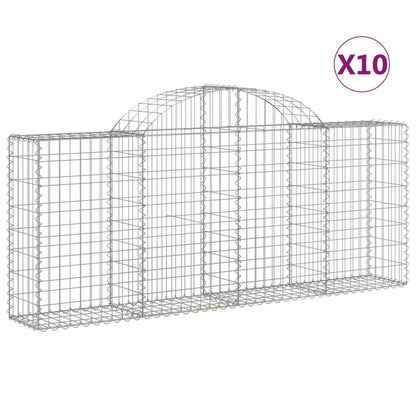 Arched Gabion Baskets 10 pcs 200x30x80/100 cm Galvanised Iron