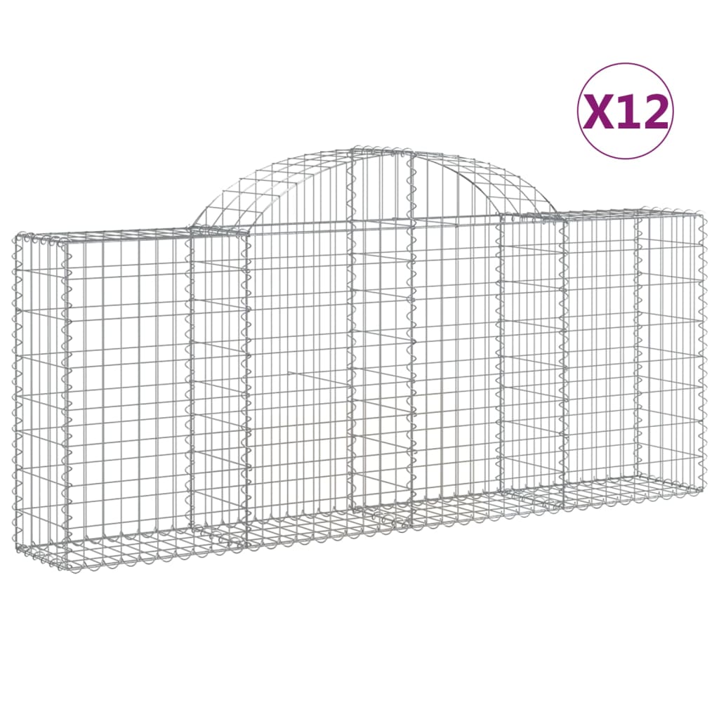 Arched Gabion Baskets 12 pcs 200x30x80/100 cm Galvanised Iron