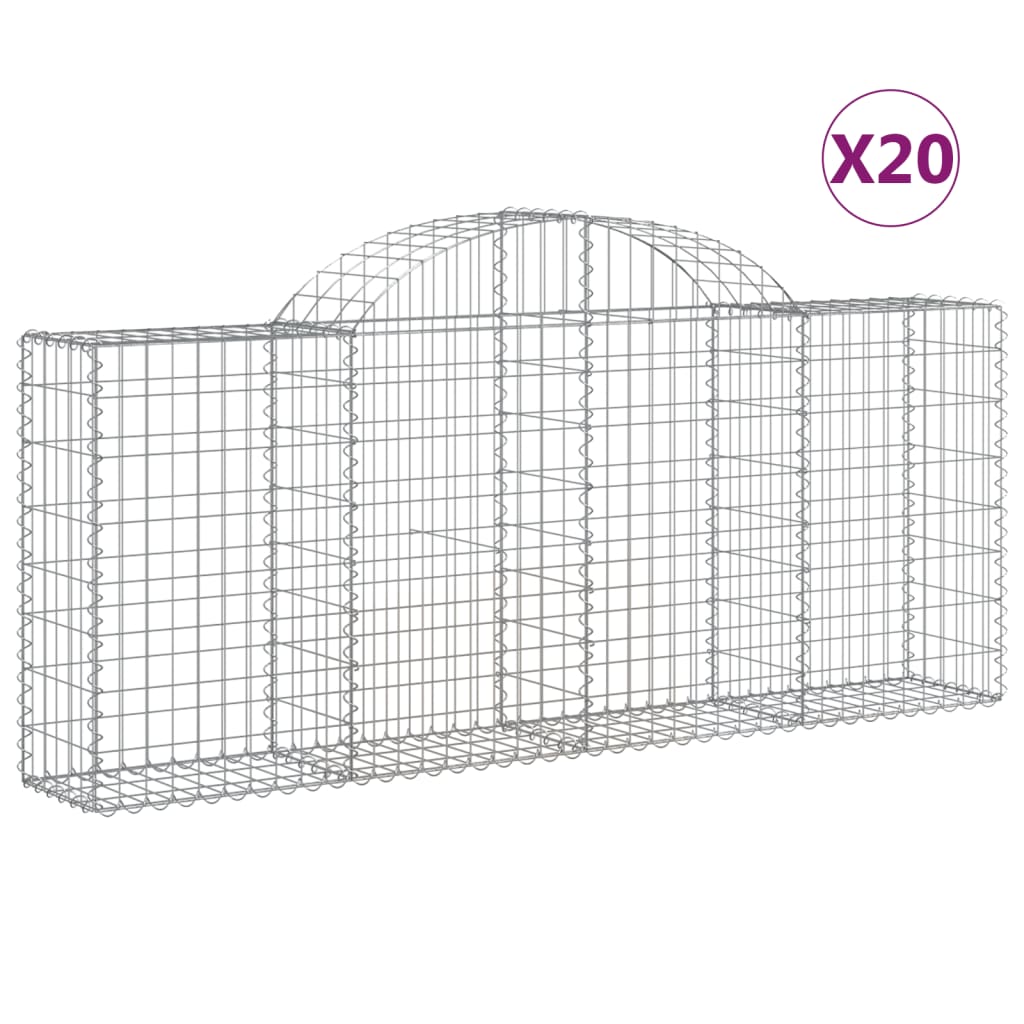 Arched Gabion Baskets 20 pcs 200x30x80/100 cm Galvanised Iron