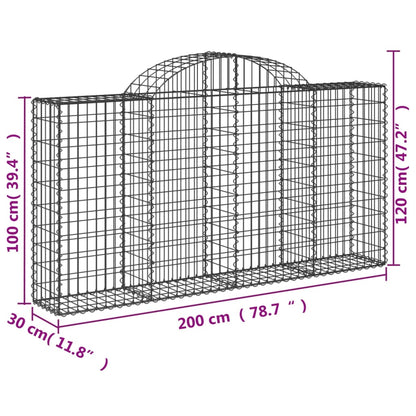 Arched Gabion Baskets 8 pcs 200x30x100/120 cm Galvanised Iron