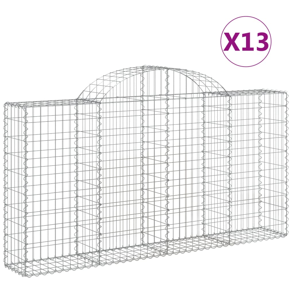 Arched Gabion Baskets 13 pcs 200x30x100/120 cm Galvanised Iron