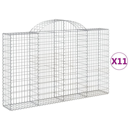 Arched Gabion Baskets 11 pcs 200x30x120/140 cm Galvanised Iron