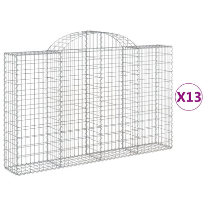 Arched Gabion Baskets 13 pcs 200x30x120/140 cm Galvanised Iron