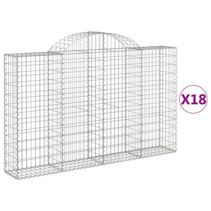 Arched Gabion Baskets 18 pcs 200x30x120/140 cm Galvanised Iron