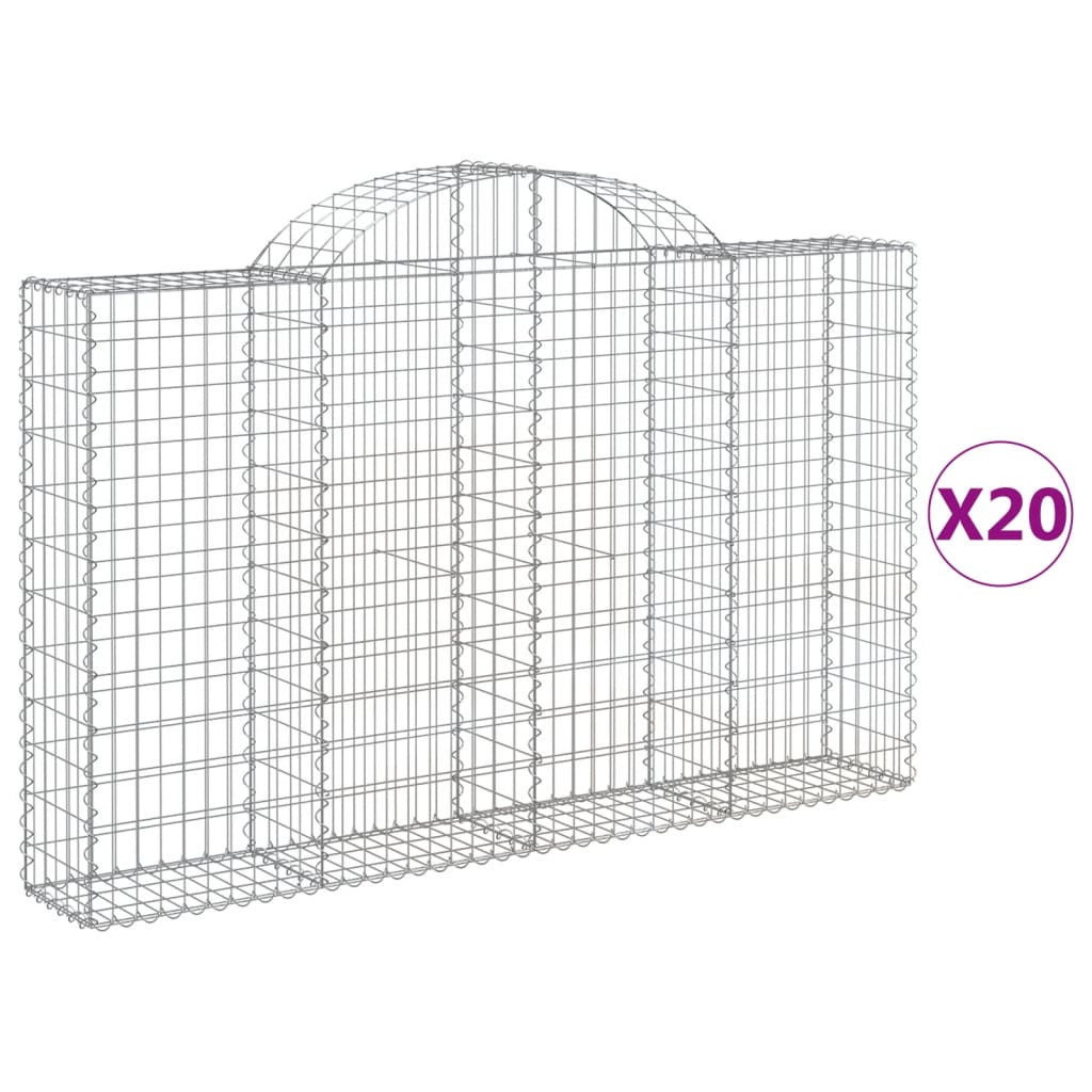 Arched Gabion Baskets 20 pcs 200x30x120/140 cm Galvanised Iron