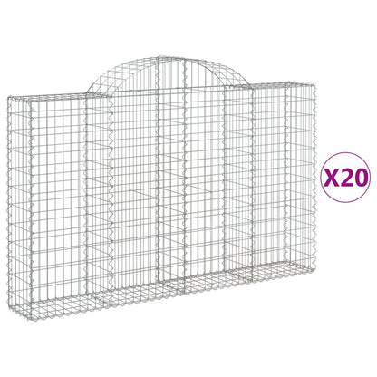 Arched Gabion Baskets 20 pcs 200x30x120/140 cm Galvanised Iron