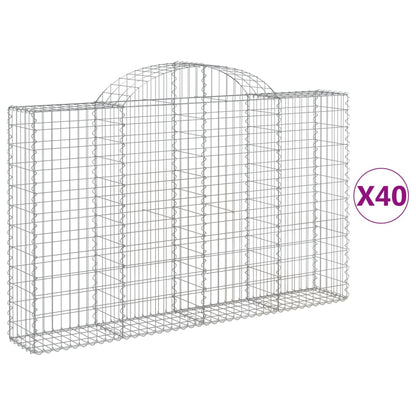 Arched Gabion Baskets 40 pcs 200x30x120/140 cm Galvanised Iron