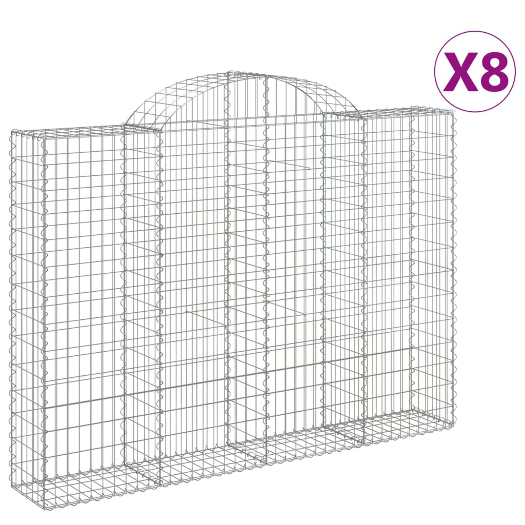 Arched Gabion Baskets 8 pcs 200x30x140/160 cm Galvanised Iron