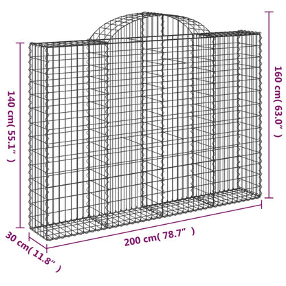 Arched Gabion Baskets 8 pcs 200x30x140/160 cm Galvanised Iron