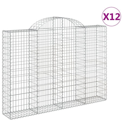 Arched Gabion Baskets 12 pcs 200x30x140/160 cm Galvanised Iron