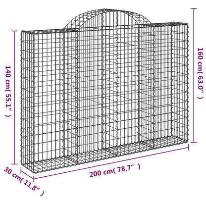 Arched Gabion Baskets 12 pcs 200x30x140/160 cm Galvanised Iron