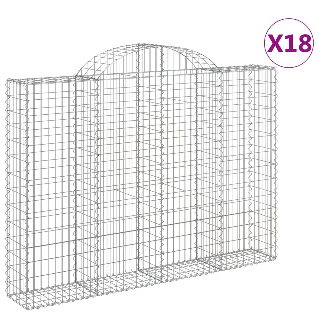 Arched Gabion Baskets 18 pcs 200x30x140/160 cm Galvanised Iron